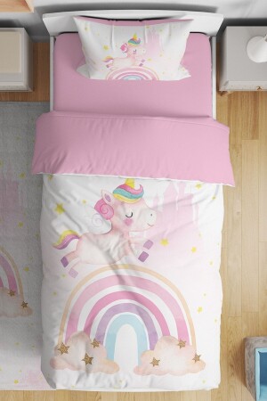 Rainbow Flying Unicorn Patterned Single Baby Kids Bettwäsche-Set evnev00156 - 1