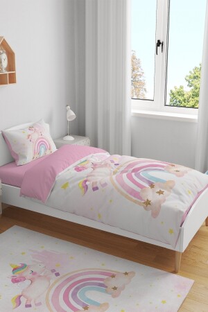 Rainbow Flying Unicorn Patterned Single Baby Kids Bettwäsche-Set evnev00156 - 4