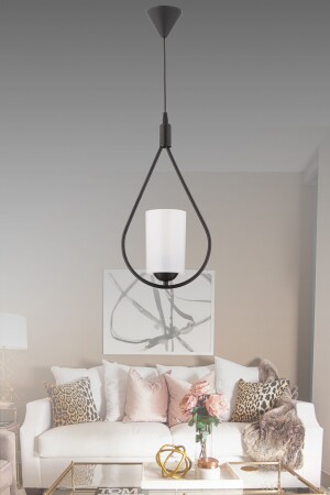 Raindrop Black Trend Design Kronleuchter für Wohnzimmer, Küche, Eingangsbereich (weißes Glimmerglas) blackdamlabyzcm - 2