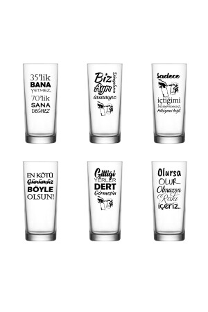 Rakı Sözü Baskılı 6'Lı Rakı Kadehi - Kupa Diyarı