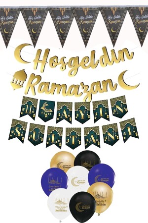 Ramadan-Dekoration, 4er-Set, Willkommens-Ramadan-Schriftzug, religiöser islamischer Ramadan-Banner, Raum-Veranstaltungsort, Iftar-Ballon-Ornament - 2