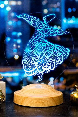 Ramadan-Geschenk – 3D-LED-Lampe mit wirbelndem Derwisch – Mevlana – Nachtlicht mit wirbelndem Derwisch – Mevlana wirbelnde Derwische - 7