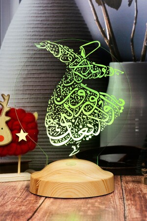 Ramadan-Geschenk – 3D-LED-Lampe mit wirbelndem Derwisch – Mevlana – Nachtlicht mit wirbelndem Derwisch – Mevlana wirbelnde Derwische - 9