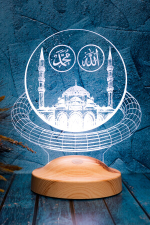 Ramadan-Geschenk - Allah Hz.Muhammad geschriebene Moschee - Religiöses Geschenk 3D-LED-Lampe - 9