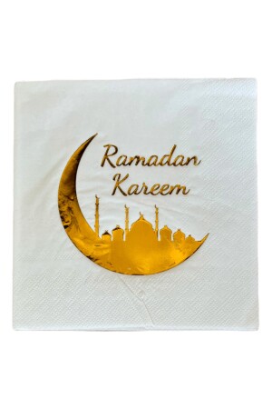 Ramadan Kareem Gold vergoldete Serviette, 16 Stück, 16 x 16 cm, Blattgold, Ramadan-Eid-Thema, religiöse Verzierung - 4