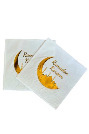 Ramadan Kareem Gold vergoldete Serviette, 16 Stück, 16 x 16 cm, Blattgold, Ramadan-Eid-Thema, religiöse Verzierung - 5