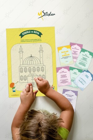 Ramadan-Monats-Puzzle-Set, 16 Gebetskarten – 5 verschiedene Lernpuzzles – Schreiben, Löschen, Tafelstift mit Geschenk - 7