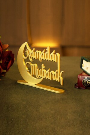 Ramadan Mubarak Metall-Desktop-Dekor – religiöse Gemälde – Gold – Wamh107 - 5