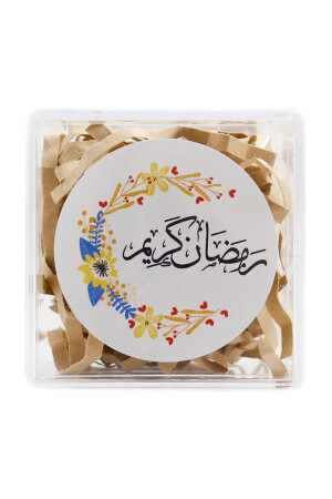 Ramadan Mübarek Baskılı Yapışkanlı 4 cm Yuvarlak Etiket 24 Adet- Ramazan Bayramı Etiketi - 1