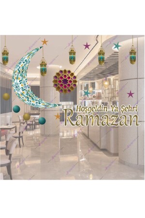 Ramadan Showcase Öllampe Laterne Halbmond Glastür Wand Ramadan Eid Dekoration Aufkleber Set R015876595 120 x 45 - 2