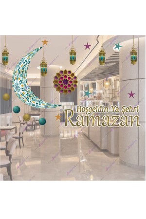 Ramadan Showcase Öllampe Laterne Halbmond Glastür Wand Ramadan Eid Dekoration Aufkleber Set R015876595 120 x 45 - 3