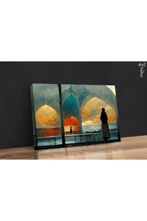 Ramadan-Sonnenuntergang-Leinwandgemälde – abstrakte Wanddekoration – Leinwand-Wandkunst als Geschenk für Zuhause und Büro - 3