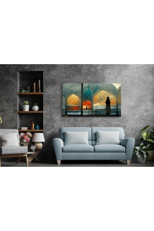 Ramadan-Sonnenuntergang-Leinwandgemälde – abstrakte Wanddekoration – Leinwand-Wandkunst als Geschenk für Zuhause und Büro - 4