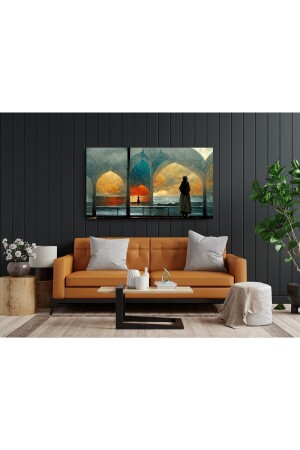 Ramadan-Sonnenuntergang-Leinwandgemälde – abstrakte Wanddekoration – Leinwand-Wandkunst als Geschenk für Zuhause und Büro - 5