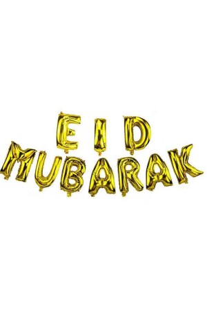 Ramadan-Themen-Eid-Mubarak-beschreibbarer Folienballon, 35 cm, 10 Buchstaben, goldfarben - 1