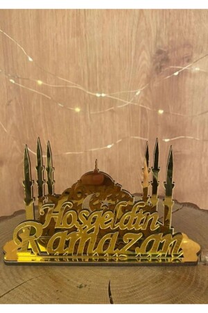 Ramazan ayı dekoratif peçetelik pleksi gold 10 x 14 - 1