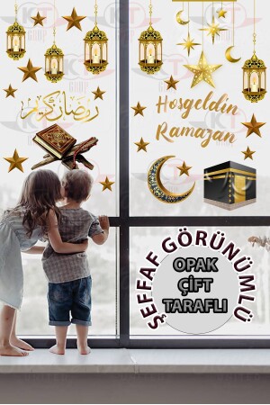 Ramazan Ayı Temalı Çİft Taraflı Cam Duvar Süsleri Hoşgeldin Ramazan Sticker Seti - 1