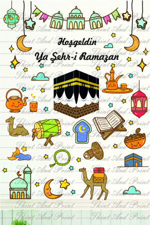 Ramazan Ayı Temalı Süsleme, Kabe Ve Ramazan Figürleri Cam Duvar Sticker Seti r3 - 2