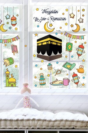 Ramazan Ayı Temalı Süsleme- Kabe Ve Ramazan Figürleri Cam Duvar Sticker Seti R5 - 3