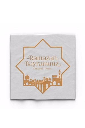 Ramazan Bayramı Yaldızlı Beyaz Peçete - 1