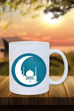 Ramazan Mavi Hilal Cami Tasarımlı Hediyelik Kupa Bardak-Çay Kahve-Kanka Kupası-Arkadaş Kupası BRK-512 - 1