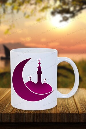 Ramadan Lila Halbmond entworfene Geschenktasse/Teekaffee/Brudertasse/Freundetasse - Burak Baskı Tasarım
