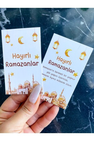 Ramazan Not Kartı 30 Adet 5x8 Cm Çift Yön Hayırlı Ramazanlar Hediye Kartı Teşekkür Kartı - 3