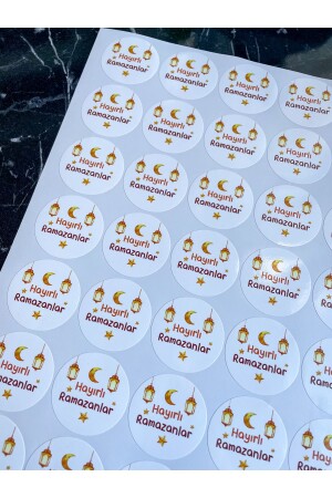 Ramazan Sticker 40 Adet 4 Cm Sticker Hayırlı Ramazanlar Yapışkanlı Etiket Opak Hediye Etiketi - 3