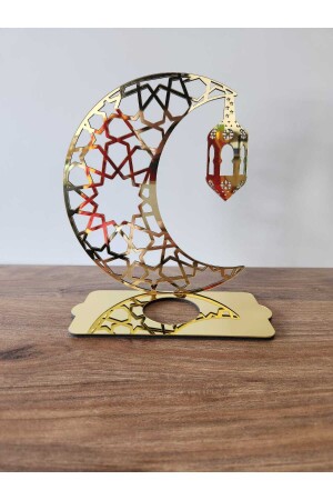 Ramazan Süsü Çift Yönlü Aynalı Gold-siyah Işıklı Dekoratif Yansıtmalı Mumluk Fener Selçuklu Desen - 3