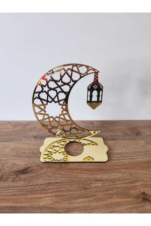 Ramazan Süsü Çift Yönlü Aynalı Gold-siyah Işıklı Dekoratif Yansıtmalı Mumluk Fener Selçuklu Desen - 4