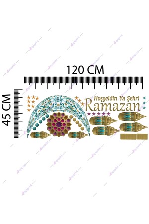 Ramazan Vitrin Kandil Fener Hilal Cam Kapı Duvar Ramazan Bayram Süsü Sticker Seti R015876595 - 4