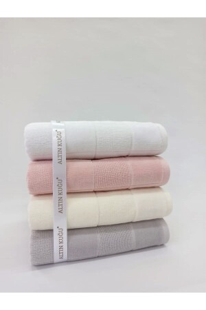 Ramona Handtuch 4 Stück – Rosa Weiß Grau Creme PRA-2059371-0425 - Özdilek
