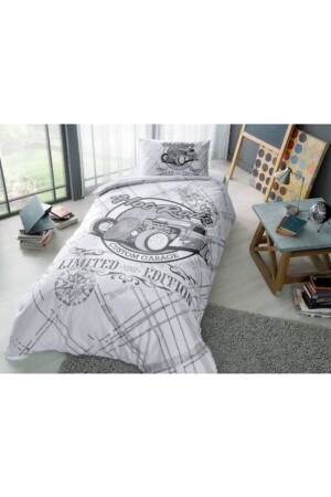 Ranforce-Bettbezug-Set für Einzelbett, Stäbchengrau, 60202896 - Taç