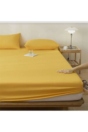 Ranforce Pamuklu Sarı Yastık Kılıflı Lastikli Çarşaf Takımı - Totem