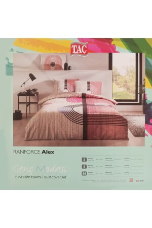 Ranforce Quenn Size Nevresim Takımı 120'lik Alex Pembe Lastikli 160 Cm X 220 Cm Taç alex gri 120 - 7