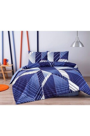 Ranforce Young Fashion Bettwäsche-Set für Doppelbett, Silva, Marineblau, mit elastischem Laken 05 - 2