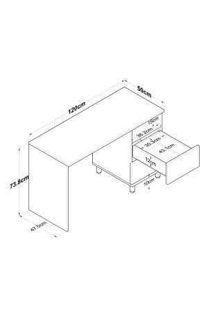 Rani Ha109 Arbeitszimmer, Büro, Computertisch mit Schubladen, Korb, Walnuss – Weiß - 3