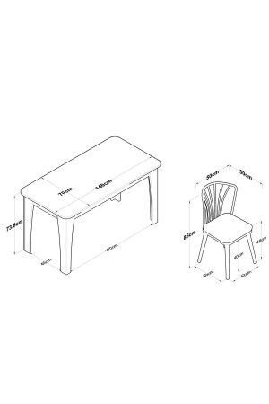 Rani JC114 Mutfak Masa Sandalye Takımı Sepet Ceviz - Beyaz - 2