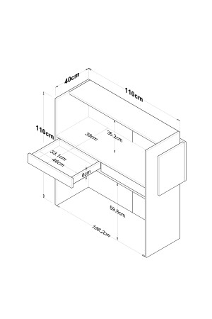 Rani MA102 Willkommenstheke, LED-beleuchtete Schubladentheke, Weiß – Marmormuster 2929 - 2