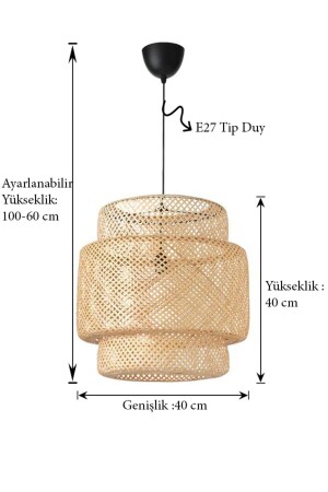 Rattan 40 cm schwarzer Sanitär-Kronleuchter Bambus-skandinavisch-böhmische-moderne Beleuchtung - 5