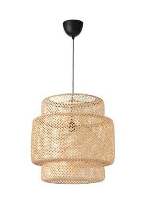 Rattan 40 cm Siyah Tesisatlı Avize Bambu-İskandinav-Bohem-Modern Aydınlatma - 2