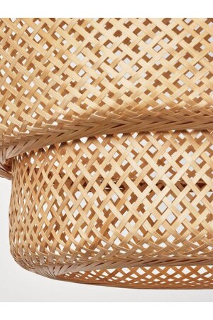 Rattan 40 cm Siyah Tesisatlı Avize Bambu-İskandinav-Bohem-Modern Aydınlatma - 4