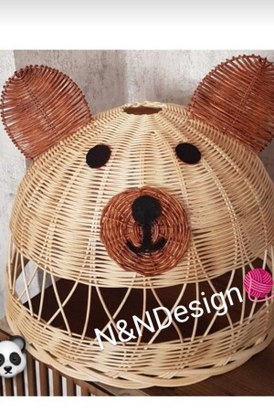 Rattan Bambu Çocuk Odası Avize Ayı Figürlü Panda Kulaklı Avize Ayı01 - 1