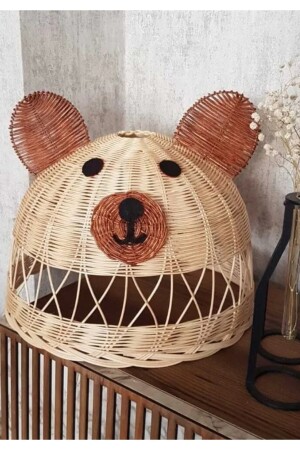 Rattan Bambu Çocuk Odası Avize Ayı Figürlü Panda Kulaklı Avize Ayı01 - 4