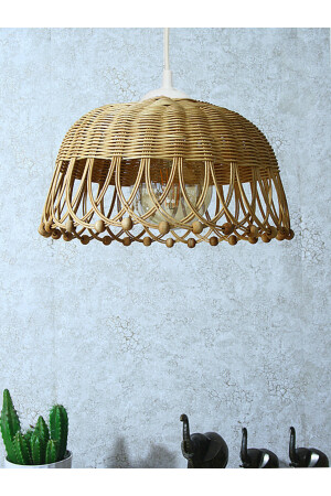 Rattan Bambu Hasır Sarkıt Avize Çap: 35 Cm Yükseklik: 20 Cm bel078 - 3