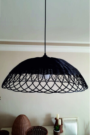 Rattan, Bambu, Hasır Sarkıt Avize Siyah Çap: 50 Cm turat3dsser54 - 4