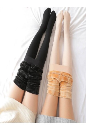 Ravena Model Külotlu Çorap Inceltici Fit Içi Pelüşlü Tüylü Sıcak Tutan Çorap Siyah Renk külotlu-çorap1 - 5