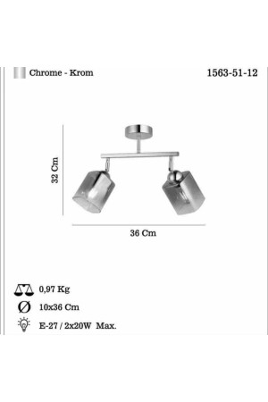 Rayo 2 Lı Krom Plafonyer 2xe27 HT467 - 3