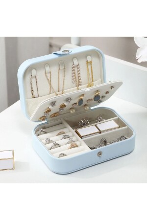 Rechteckige Schmuckschatulle mit 3 Fächern, Schmuck-Organizer für Ringe, Ohrringe, Halsketten, Reise-Organizer - 2