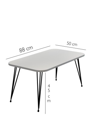 Rechteckiger Couchtisch, ovaler Rand, dekorativer Couchtisch, Couchtisch, Metalldrahtbeine, Holzcouchtisch, DrahtbeineM1M - 6